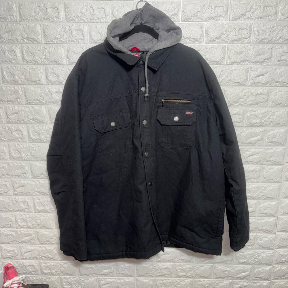 Dickies 2XL Black Hooded‎ Work Jacket Quilted Lining Heavy Duty Coat Men’s